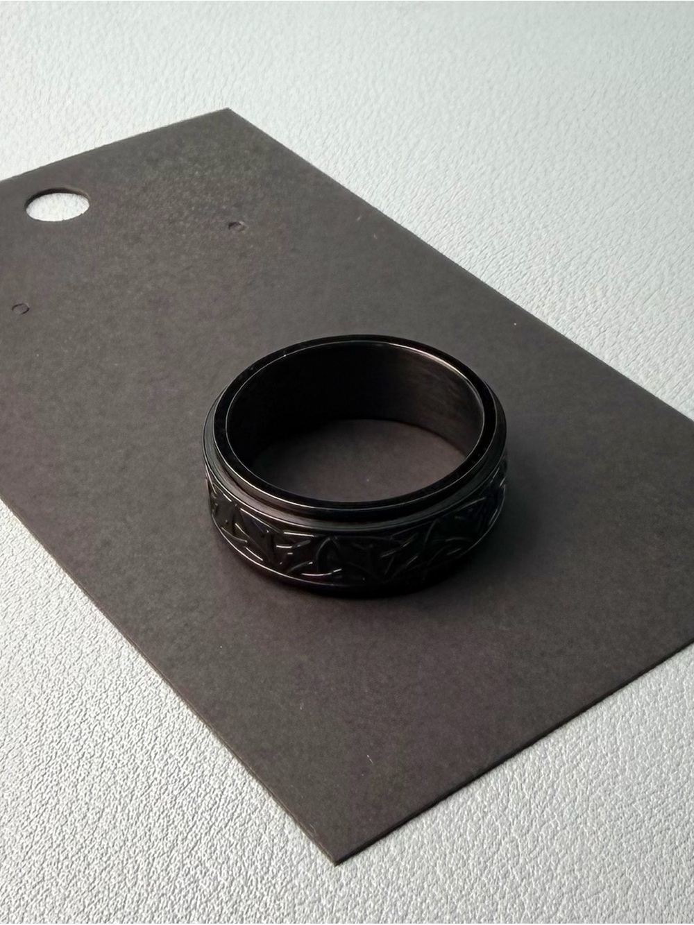 Men’s Black Celtic Band Ring - Spinner